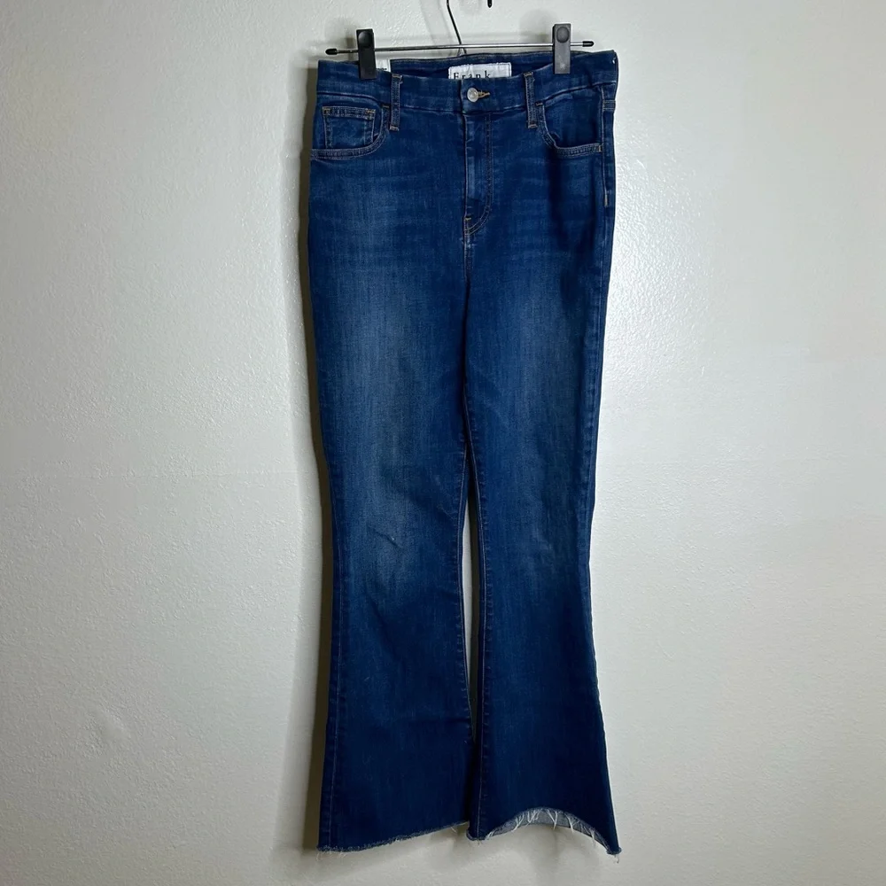 Frank & Eileen Flannigan Dark Wash Flare Jean Raw Hem Size 29